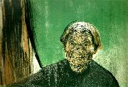 kathe kollwitz gammal kvinna vid fonster oil on canvas